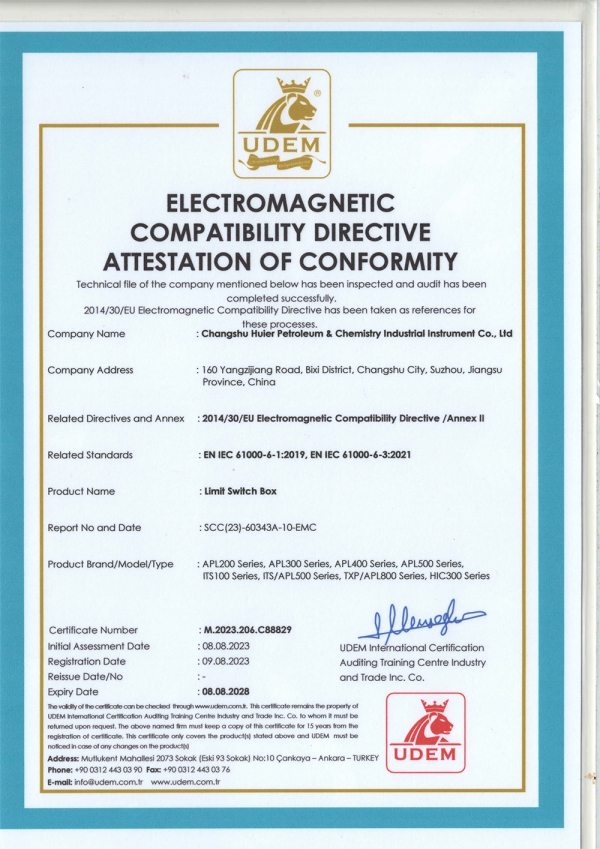 Limit switch CE certificate